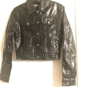 RALPH LAUREN POLO JEAN black leather bomber jacket